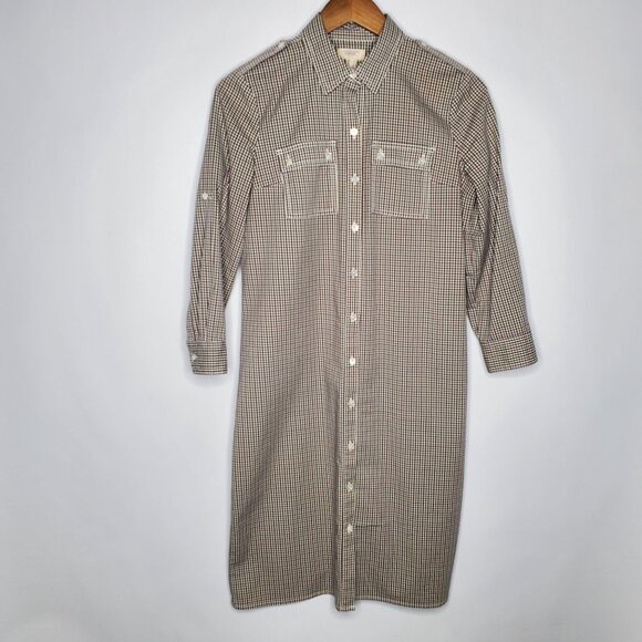 Lands End Canvas Womens Plaid Shirt Dress Size 4 Long Sleeve Button Down Preppy - Picture 1 of 7